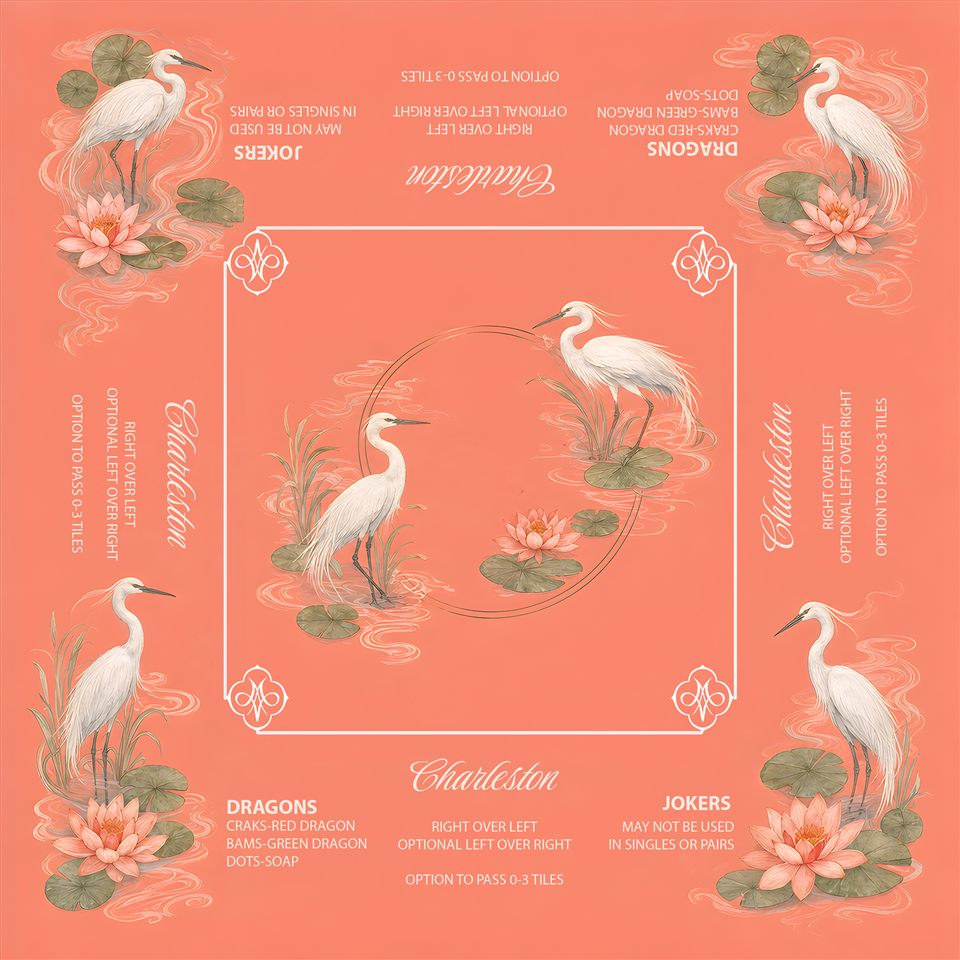 Coral Herons American Mah Jongg mat by NouveauMahj